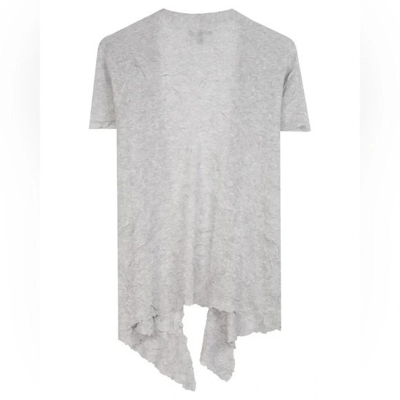 Eileen Fisher Pressed Viscose Crinkle Gray Cardigan - Picture 2 of 8